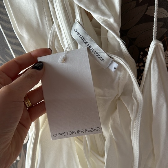 NWT Christopher Esber Disconnect Ruched Halter Dress in Natural size 4 - Picture 7 of 11